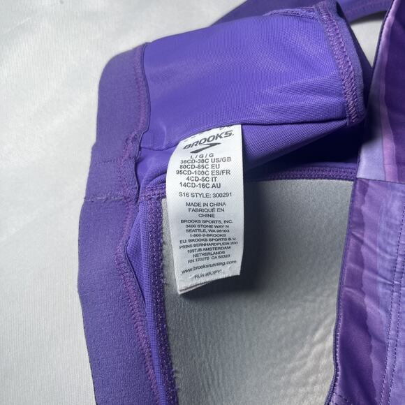 Brooks Moving Comfort Sports Bra Size L Purple Racerback Wireless Max Support - Picture 3 of 6